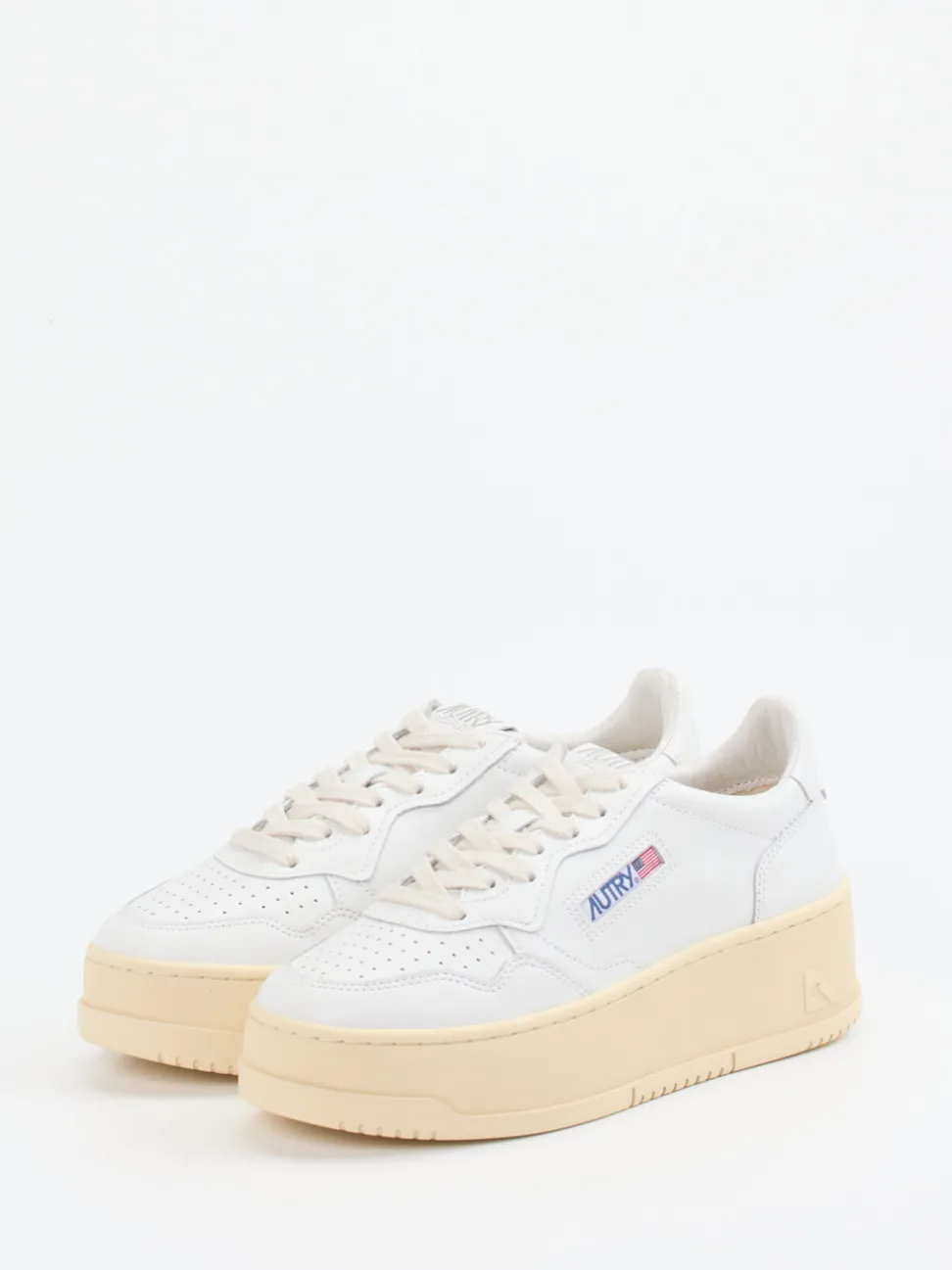Autry – Platform-Sneaker aus Leder weiß-beige