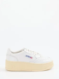 Autry – Platform-Sneaker aus Leder weiß-beige