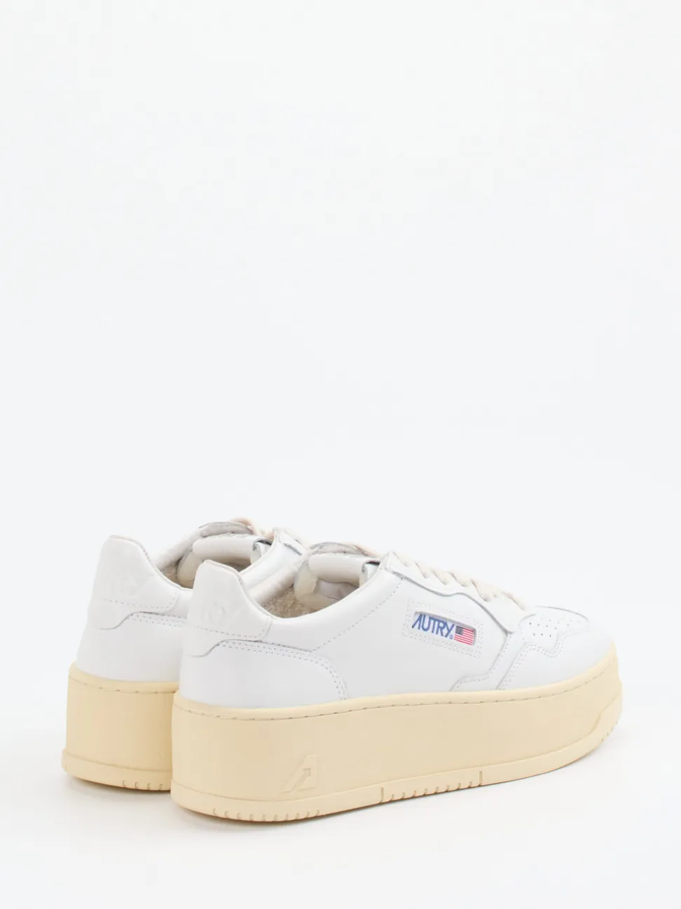 Autry – Platform-Sneaker aus Leder weiß-beige