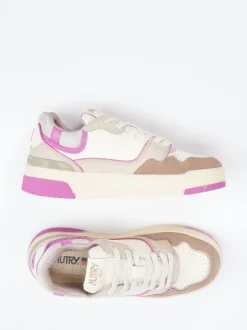 Autry – Sneaker aus Kalbleder Cremeweiß-Pink