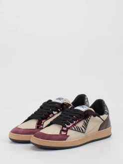 4B12 – Sneaker aus Velour- und Glattleder beige