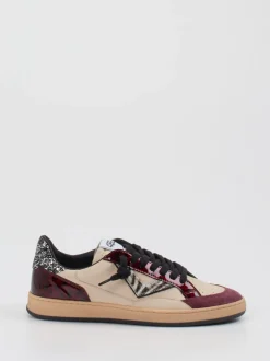 4B12 – Sneaker aus Velour- und Glattleder beige