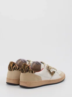 4B12 – Sneaker aus Velourleder und Glattleder beige