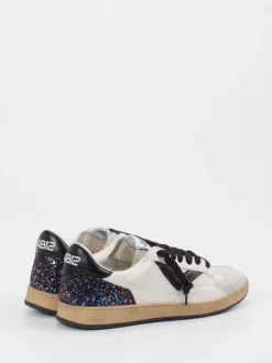 4B12 – Sneaker aus Velour/Leder mit Glitzerdetail
