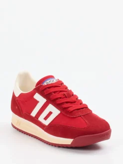 Back 70 – Retro-Runners aus Nylon und Veloursleder rot