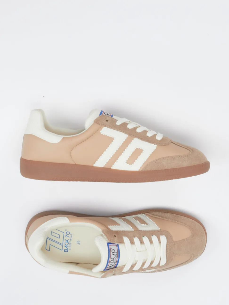 Back 70 – Retro-Sneaker aus Textil und Veloursleder beige