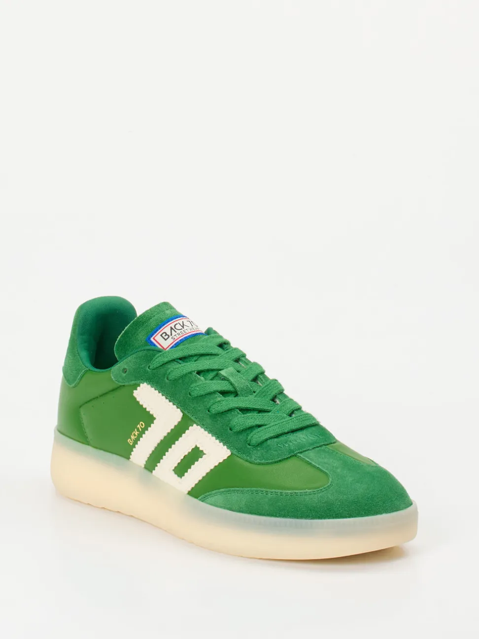Back 70 – Retro-Sneaker aus Velours- und Glattleder grün