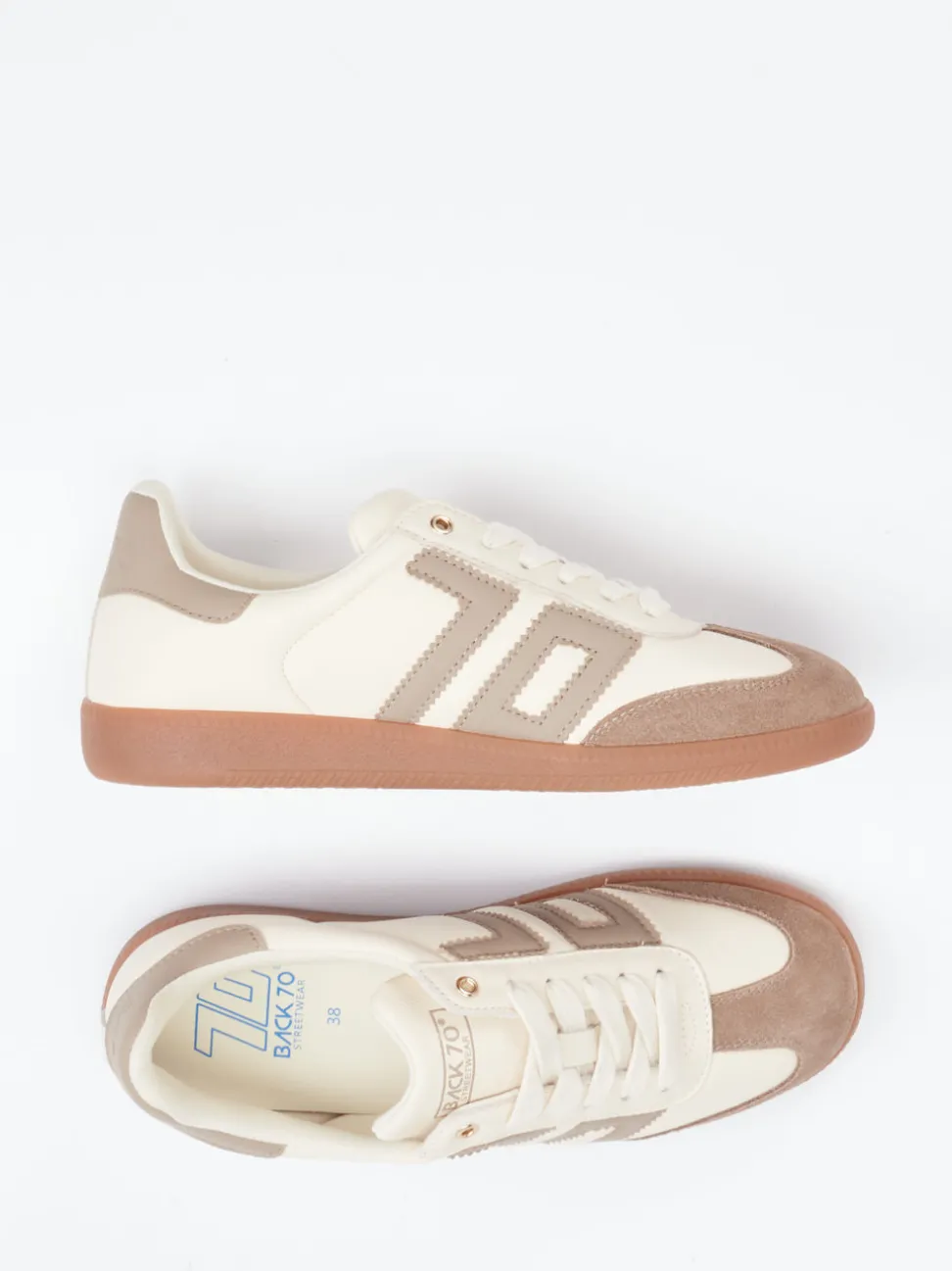 Back 70 – Retro-Sneaker aus Velour/Leder cremeweiß