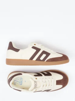 Back 70 – Retro-Sneaker aus Velour/Leder cremefarben