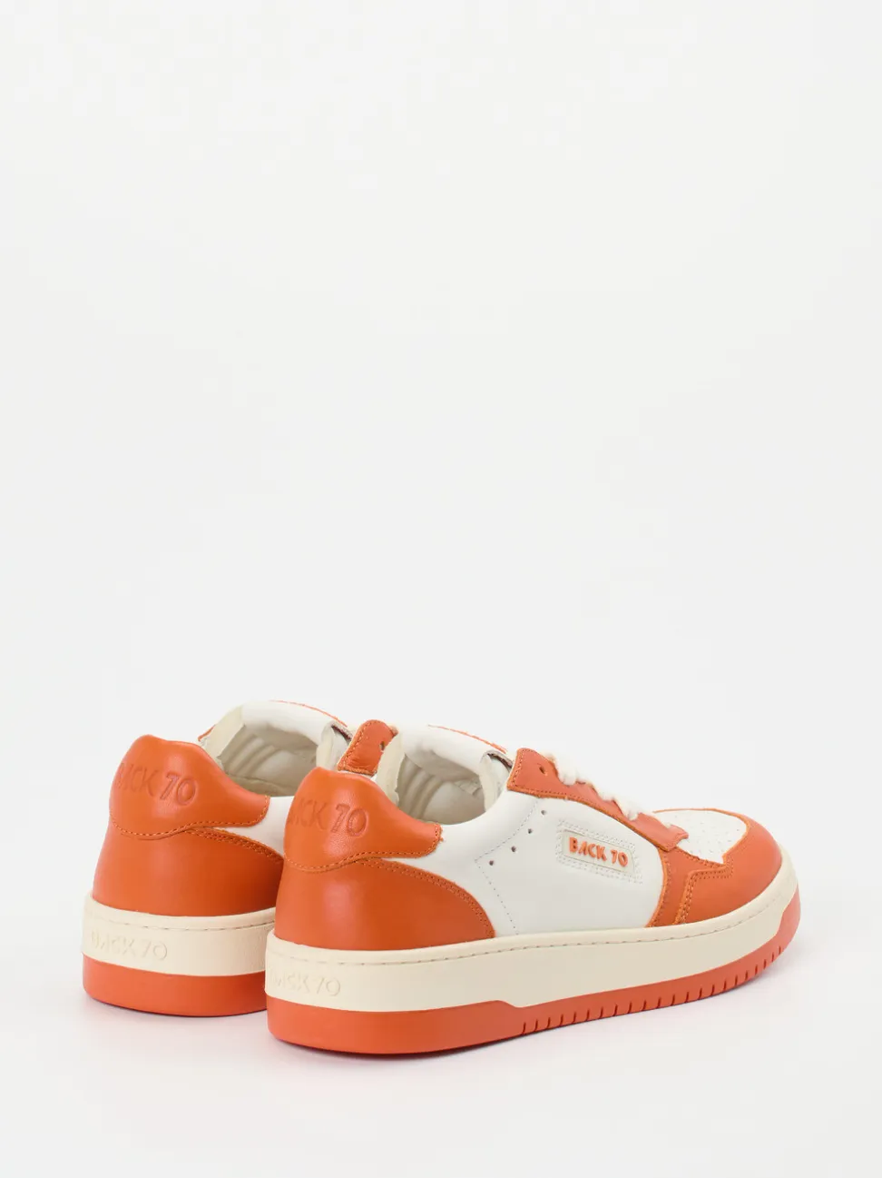 Back 70 – Sneaker aus Glattleder Orangerot-Weiß