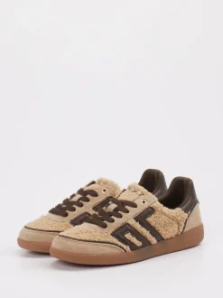 Back 70 – Sneaker aus Velours/Textil in Beigebraun
