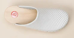 Berkemann – Holzclogs aus Kalbleder weißgrau