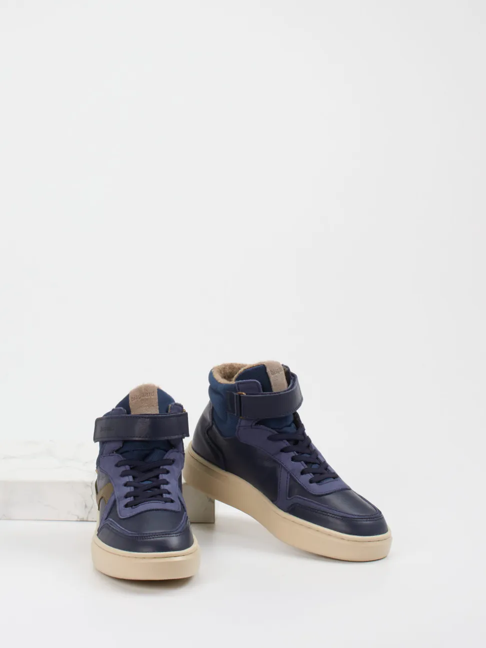 Bisgaard – High-Top Sneaker aus Kalbleder Dunkelblau