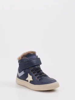 Bisgaard – High-Top Sneaker aus Metallicleder Dunkelblau