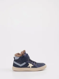 Bisgaard – High-Top Sneaker aus Metallicleder Dunkelblau