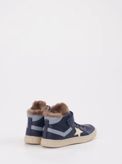 Bisgaard – High-Top Sneaker aus Metallicleder Dunkelblau