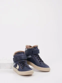 Bisgaard – High-Top Sneaker aus Metallicleder Dunkelblau