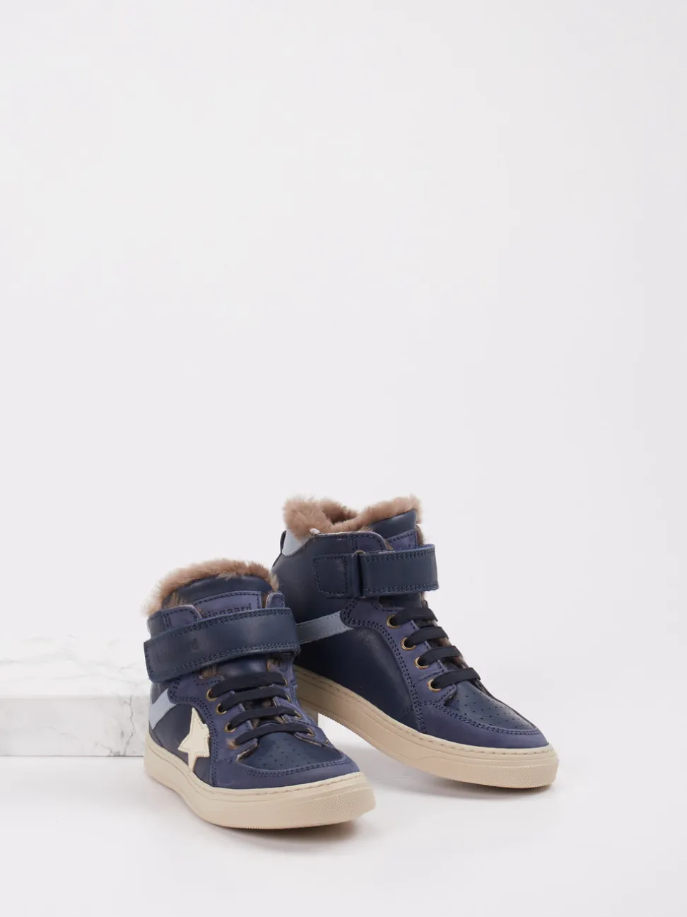 Bisgaard – High-Top Sneaker aus Metallicleder Dunkelblau