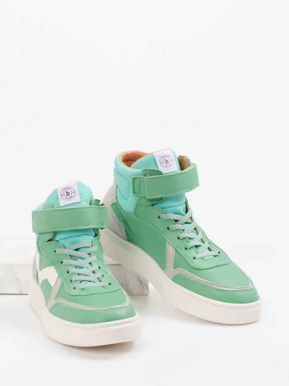 Bisgaard – High-Top Sneaker aus Kalbleder Mintgrün