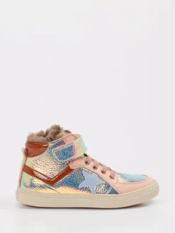 Bisgaard – High-Top-Sneaker aus Metallic mit Fellfutter