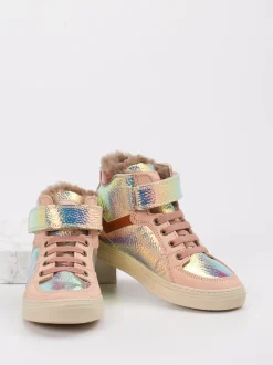 Bisgaard – High-Top-Sneaker aus Metallic mit Fellfutter