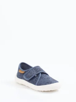 Bisgaard – Klett-Halbschuh aus Textil in Jeansblau