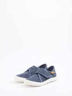 Bisgaard – Klett-Halbschuh aus Textil in Jeansblau