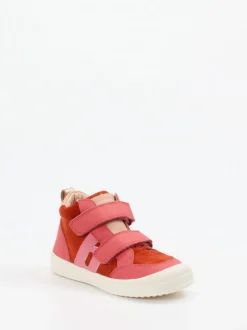 Bisgaard – Klett-Sneaker aus Veloursleder Korallenrot