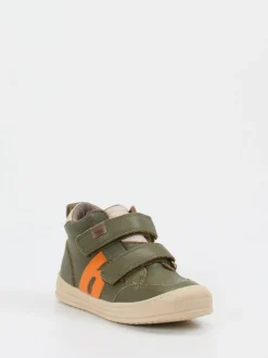 Bisgaard – Klett-Sneaker aus Kalbleder Olivgrün