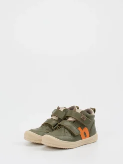 Bisgaard – Klett-Sneaker aus Kalbleder Olivgrün