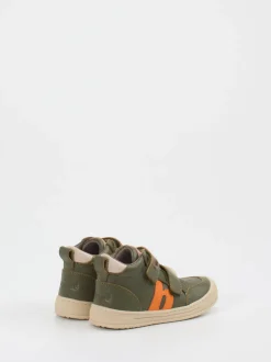 Bisgaard – Klett-Sneaker aus Kalbleder Olivgrün