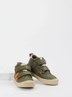 Bisgaard – Klett-Sneaker aus Kalbleder Olivgrün