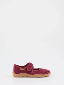 Bisgaard – Mary Janes aus Cordstoff in Brombeerrot
