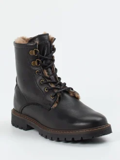Bisgaard – Schnürboots aus Kalbleder mit Lammfell