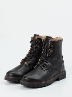 Bisgaard – Schnürboots aus Kalbleder mit Lammfell