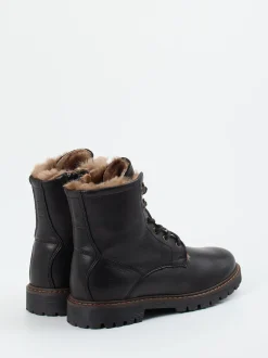 Bisgaard – Schnürboots aus Kalbleder mit Lammfell