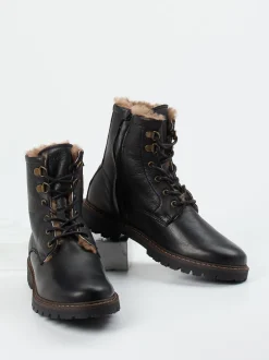 Bisgaard – Schnürboots aus Kalbleder mit Lammfell