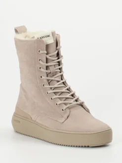 Blackstone – Schnürboots aus Veloursleder taupe