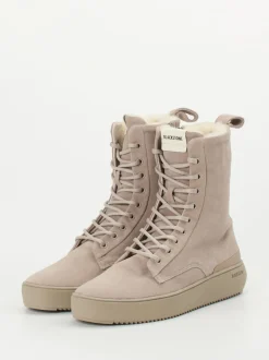 Blackstone – Schnürboots aus Veloursleder taupe