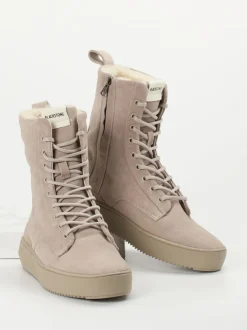Blackstone – Schnürboots aus Veloursleder taupe