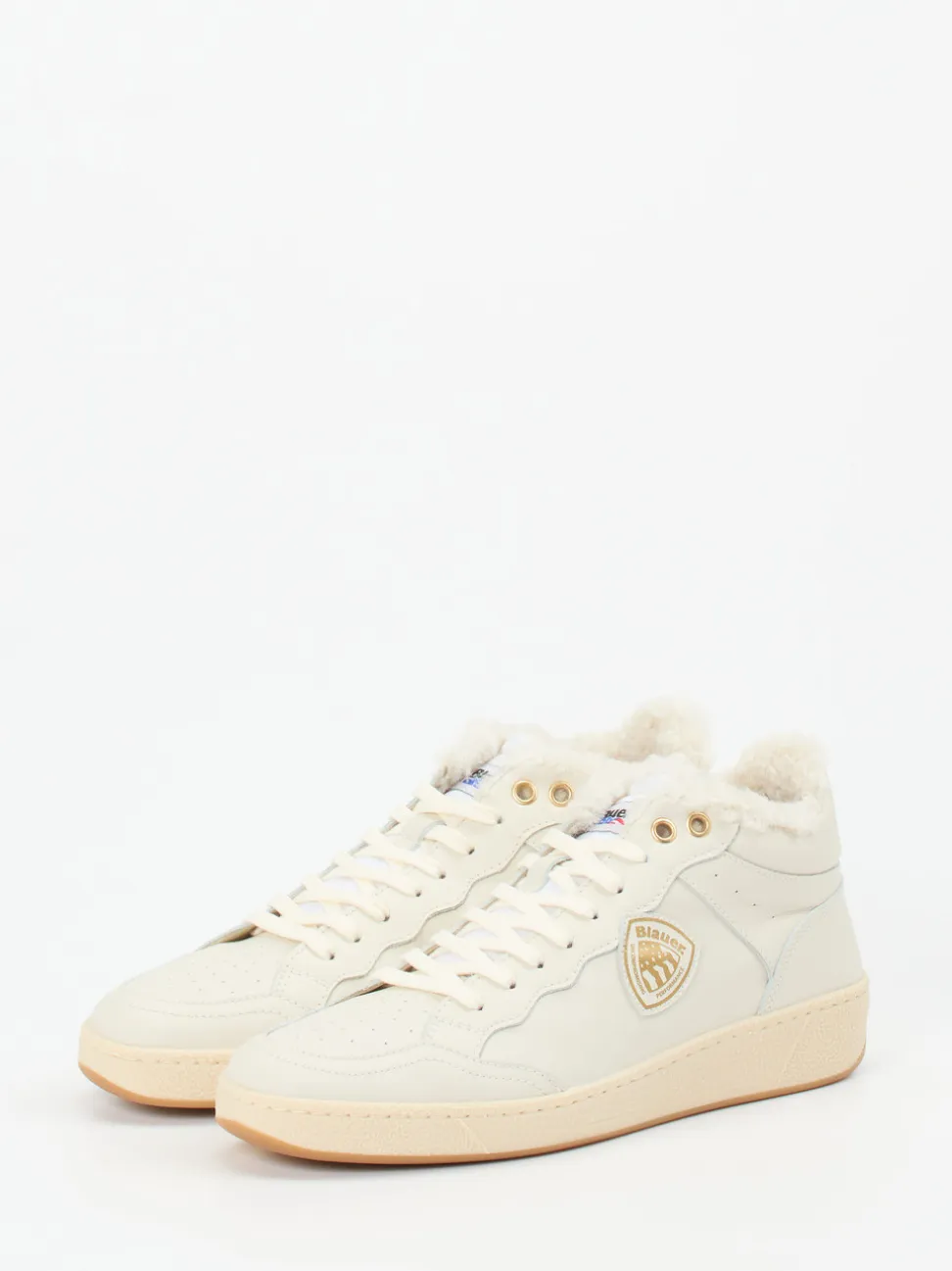 Blauer – Mid-Top Sneaker aus Kalbleder cremeweiß