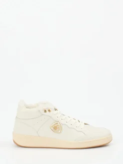 Blauer – Mid-Top Sneaker aus Kalbleder cremeweiß