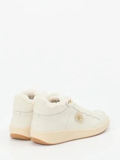Blauer – Mid-Top Sneaker aus Kalbleder cremeweiß