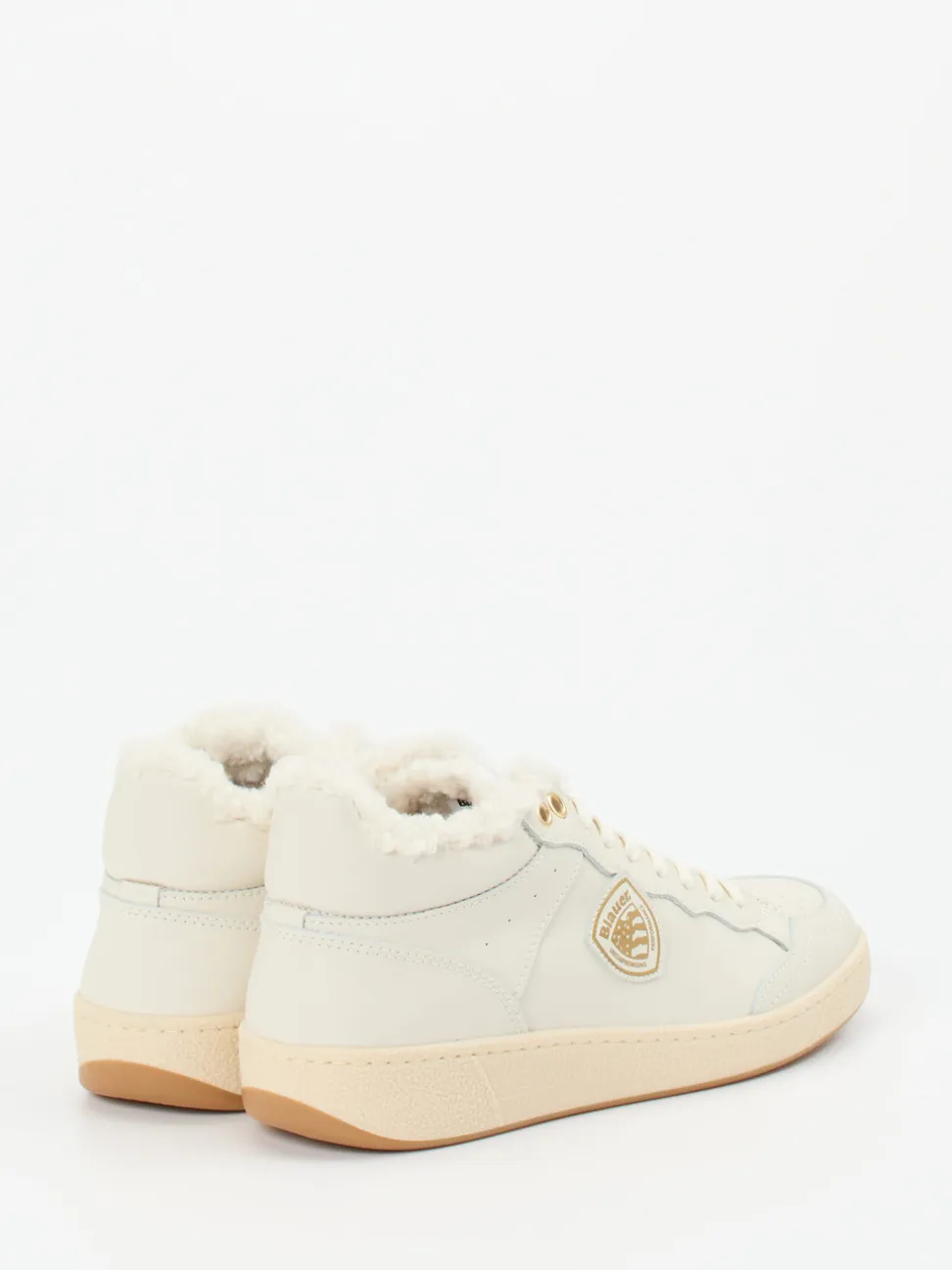 Blauer – Mid-Top Sneaker aus Kalbleder cremeweiß