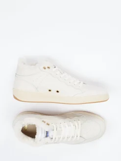 Blauer – Mid-Top Sneaker aus Kalbleder cremeweiß