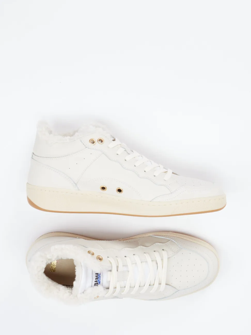 Blauer – Mid-Top Sneaker aus Kalbleder cremeweiß