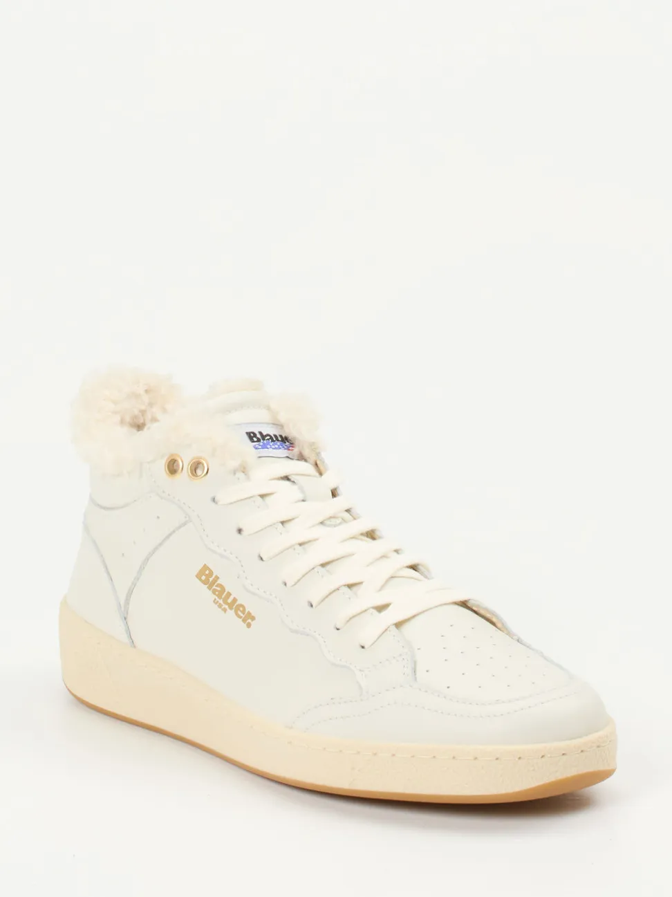 Blauer – Mid-Top Sneaker aus Kalbleder cremeweiß