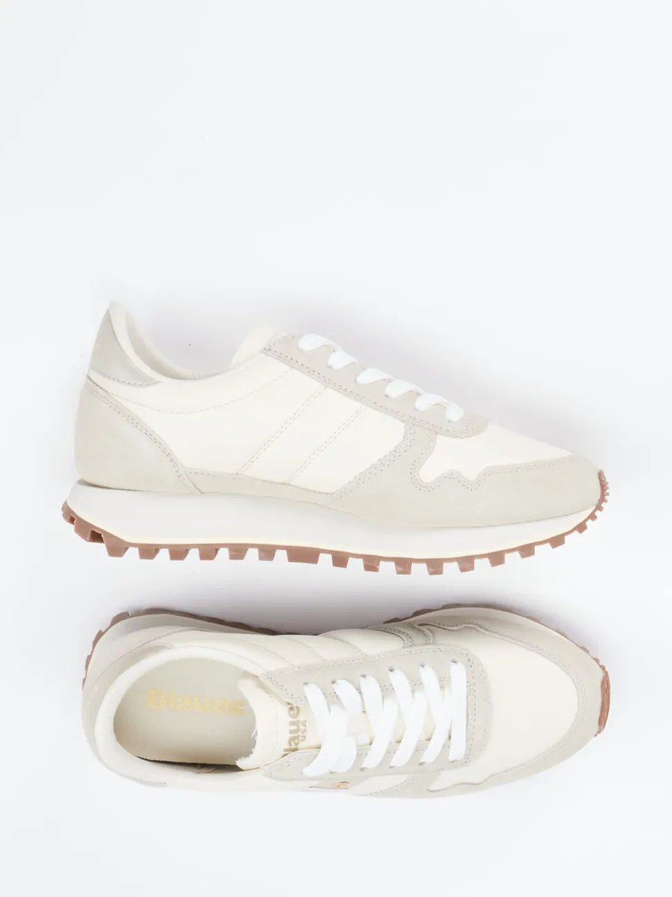 Blauer – Retro-Sneaker aus Veloursleder Beige