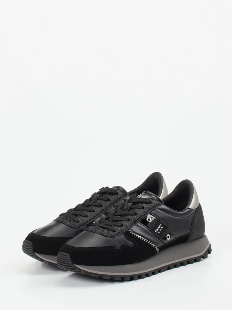 Blauer – Retro-Sneaker aus Veloursleder Schwarz