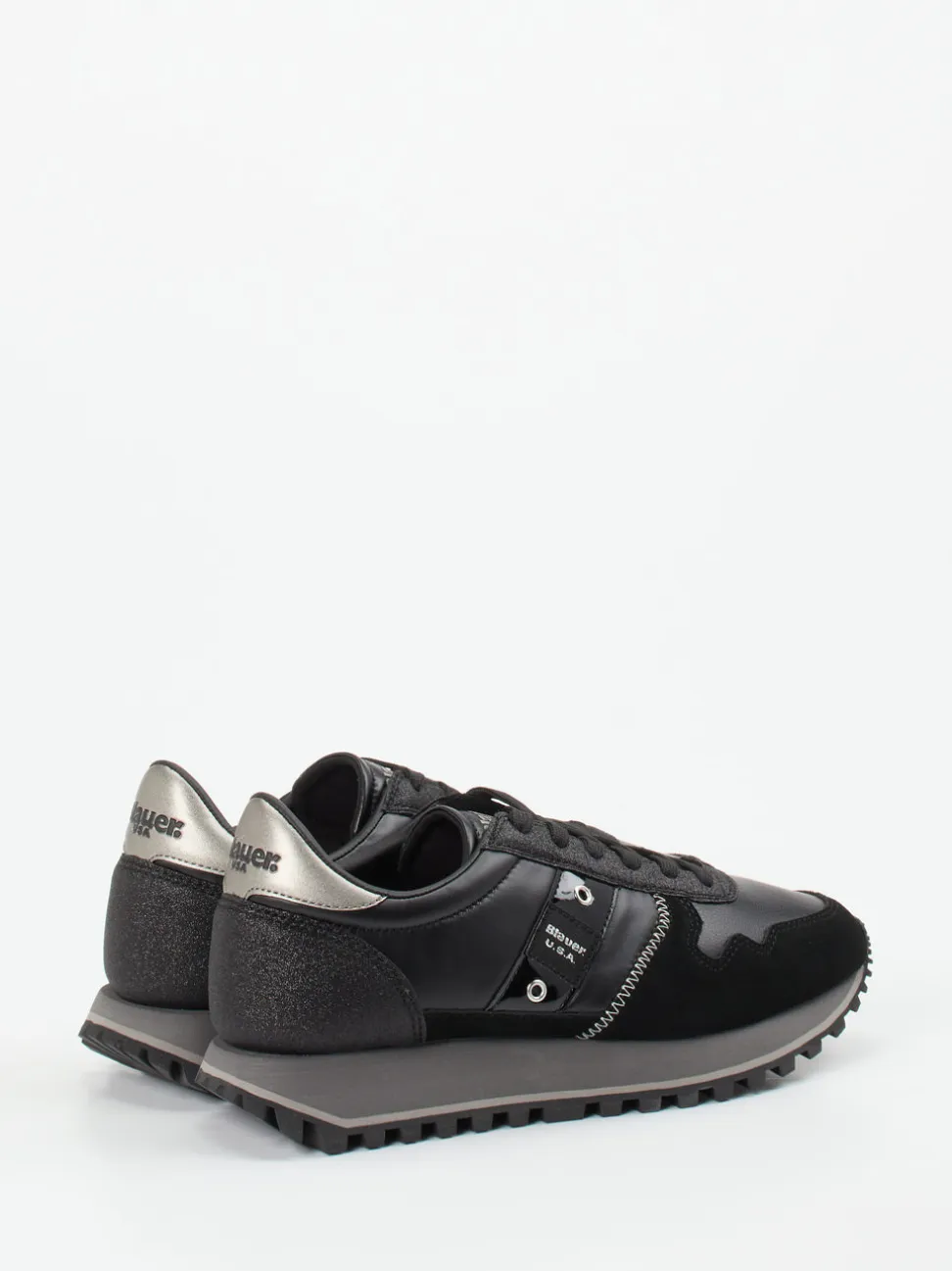 Blauer – Retro-Sneaker aus Veloursleder Schwarz